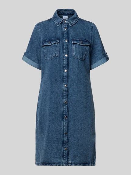 VERO MODA Getailleerde spijkerjurk van katoenmix Jeansblauw - 2