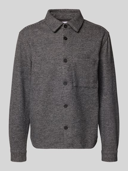 ONLY & SONS Regular Fit Hemdjacke mit Streifenmuster Modell 'MICAH' Mittelgrau Melange 2