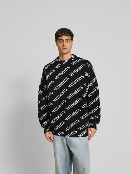 VETEMENTS Oversized wollen trui in brei-look Zwart - 4