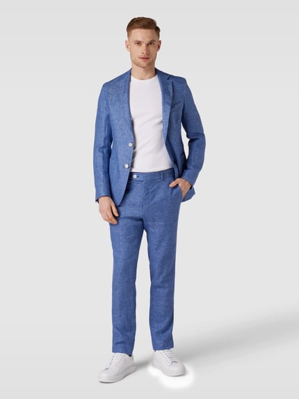 BOSS Regular Fit Anzughose mit Melange-Optik Modell 'Genius' Blau 1