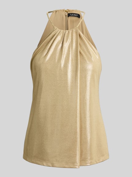 Lauren Ralph Lauren regular fit blousetop met plooien Goud gemêleerd - 2