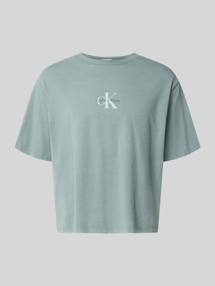 Calvin Klein Jeans t-shirt o kroju relaxed fit z czystej bawełny Limonkowy 2