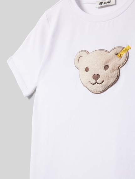 Steiff T-shirt z naszywką z logo Biały 2