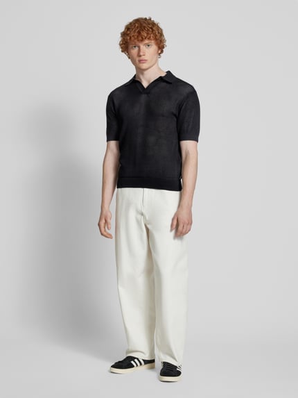 REVIEW Strickshirt mit Polokragen und V-Ausschnitt Black 1