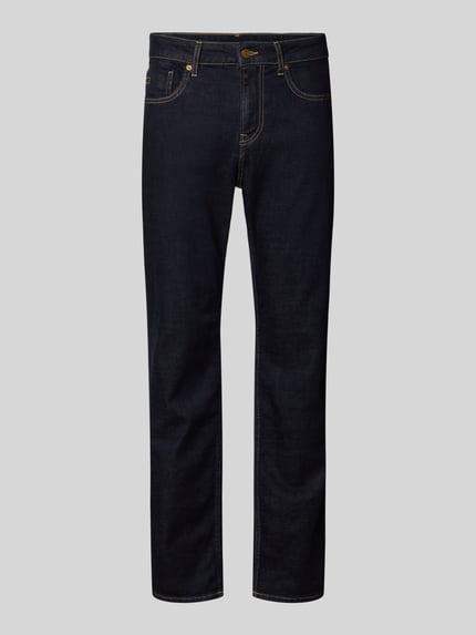 Produktfoto, Regular Fit Jeans aus Baumwoll-Mix Modell 'Cash' von Pepe Jeans, stylizowana na denim, splot twill, krój regular fit, średni stan, naszywka z logo, nity, szlufki na pasek, zapięcie na guzik i zakryty zamek błyskawiczny, 5 kieszeni, wykończenie materiału: mieszanka bawełny