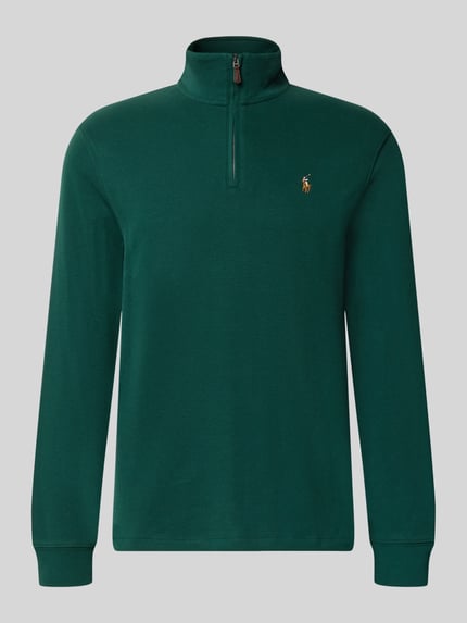 Produktfoto, Relaxed Fit Troyer aus reiner Baumwolle von Polo Ralph Lauren, dunkelgrün, strukturierte bawełna, Herren Troyer von Polo Ralph Lauren