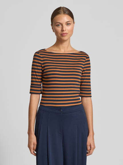 Lauren Ralph Lauren T-Shirt mit 1/2-Ärmel Modell 'JUDY' Cognac Melange 4
