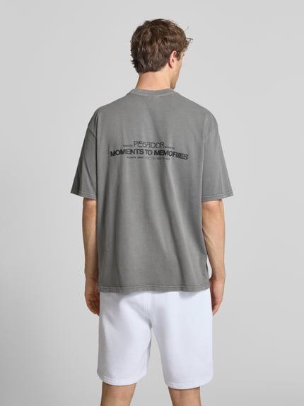 PEGADOR Oversized t-shirt z bawełny model 'Hattem' Antracytowy 5