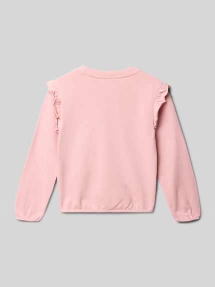 Productfoto, Sweatshirt met motiefstitching van Blue Seven voor kinderen, puur katoen, regular fit, ronde hals, lichtroze kleur, gladde structuur