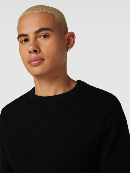 JACK & JONES Strickpullover im fein strukturierten Design Modell 'WILLIAM' Black 3