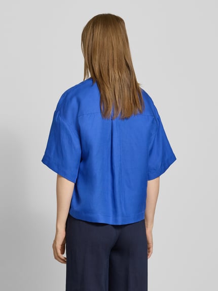 Selected Boxy fit overhemdblouse van een mix van lyocell en linnen, model 'LYRA' Koningsblauw - 5