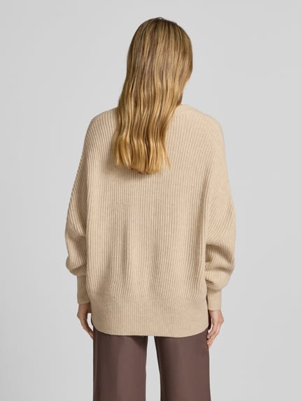 mbyM Sweter z dzianiny o kroju relaxed fit z dodatkiem wełny model „Gillian” Beżowy 5