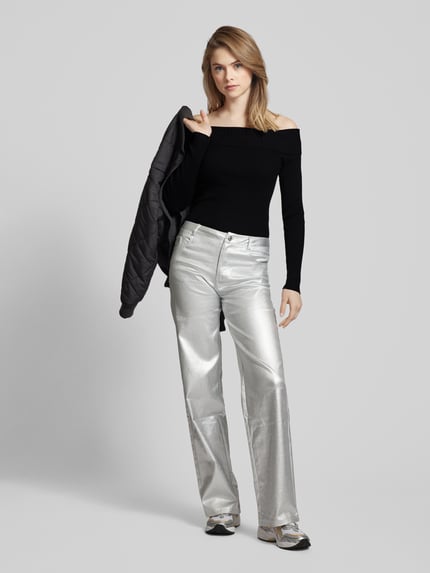 ONLY Off-Shoulder-Pullover in unifarbenem Design Modell 'BERTHA' Black 1