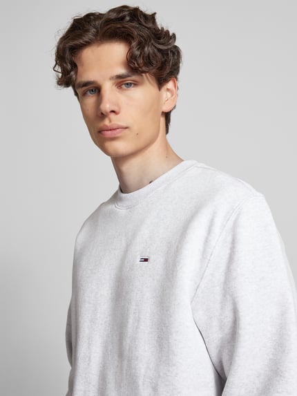 Tommy Jeans Sweatshirt met logostitching Lichtgrijs gemêleerd - 3
