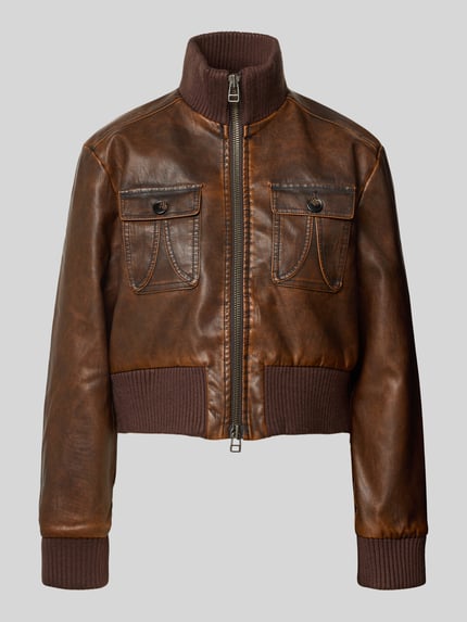 BAUM & PFERDGARTEN Lederjacke mit gerippten Abschlüssen Modell 'BAILEY' Dunkelbraun 2