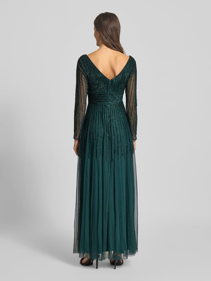 Lace & Beads Abendkleid mit V-Ausschnitt Dunkelgruen 5