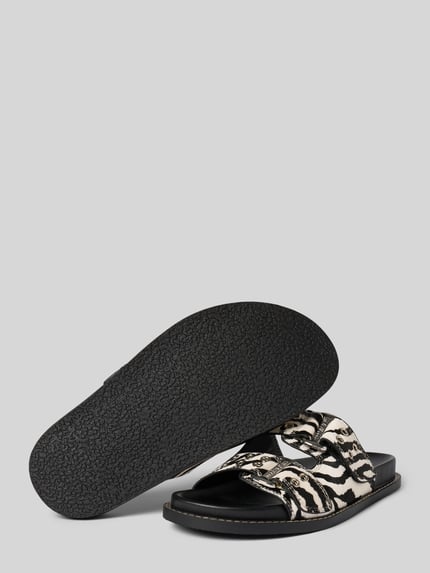 Steve Madden Slippers van leer met klittenbandsluiting, model 'AGENT' Zwart - 4