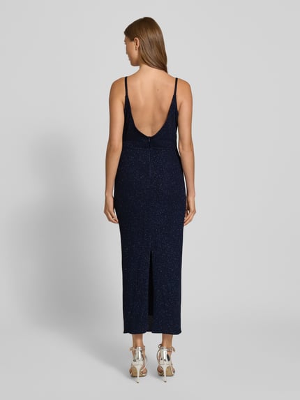 TROYDEN COLLECTION Abendkleid mit V-Ausschnitt und Raffungen Dunkelblau 5