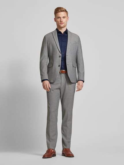 Seidensticker Slim fit zakelijk hemd met kentkraag van satijn Marineblauw - 1
