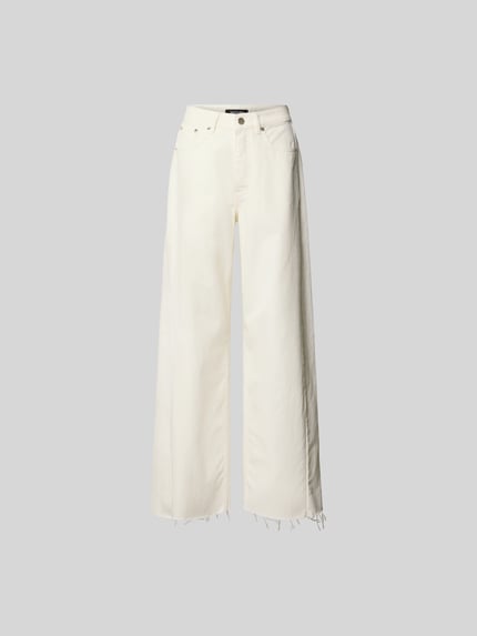 Produktfoto, Wide Fit Jeans im 5-Pocket-Design von black palms aus Reine Baumwolle in Creme mit Gürtelschlaufen und Knopf-Reißverschluss.