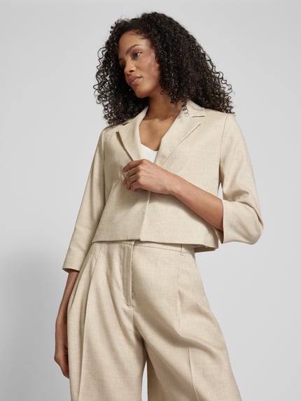 s.Oliver BLACK LABEL Cropped Blazer mit Leinen-Anteil in Melange-Optik Beige 3