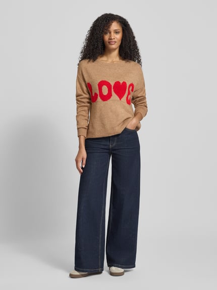 ZABAIONE Loose fit gebreide pullover met wol Taupe - 1