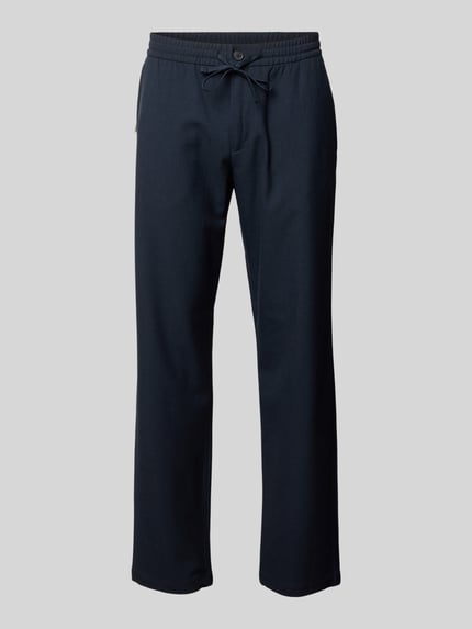 Produktfoto, donkerblauwe melange Straight Leg Hose mit Viskose-Anteil Modell 'ROBERT' van SELECTED HOMME met elastische tailleband, zij- en paspelzakken