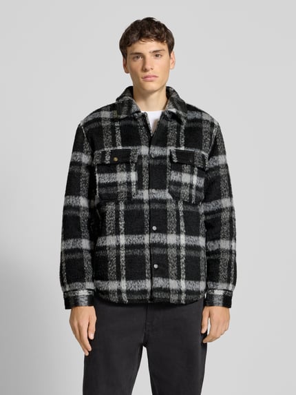 ONLY & SONS Regular fit overhemdjack met all-over motief, model 'GIO' Zwart - 4