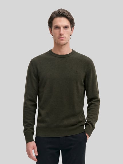 Marc O'Polo Regular Fit Pullover aus Baumwoll-Mix mir Schurwoll-Anteil Dunkelbraun 4