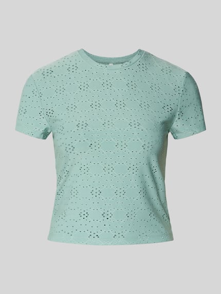 Productfoto, relaxed fit T-shirt met burnout-effect model 'SMILLA' van Only, mintgroen, ronde hals, korte mouw, effen structuur