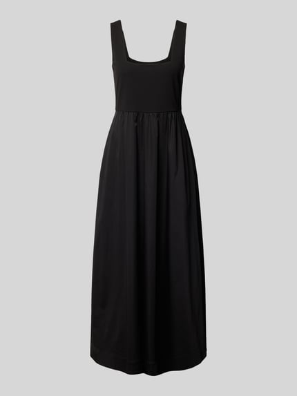 Produktfoto, Midikleid im ärmellosen Design von comma, zwarte kleur, getailleerd, plooien look, elastische materiaalmix met katoen, ruglengte maat 36: 116 cm, borstwijdte maat 36: 46 cm