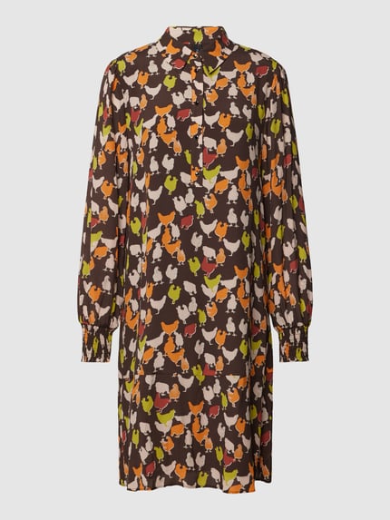 Marc Cain Hemdblusenkleid mit Allover-Muster Schoko 2