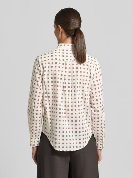 GANT Longline Langarmbluse mit Label-Detail Offwhite 5
