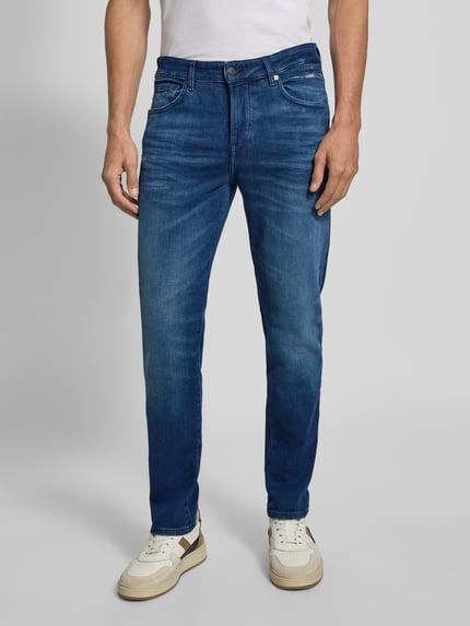 BOSS Orange Jeansy o kroju straight fit z mieszanki bawełny model ‘RE.MAINE’ Niebieski 4