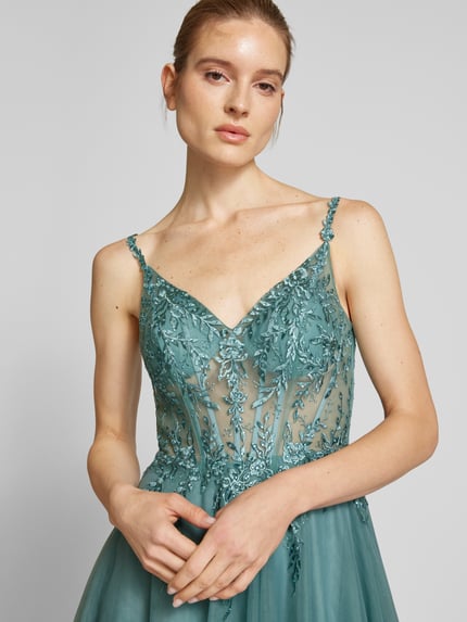 LUXUAR FASHION Avondjurk met strass-steentjes Groen - 3