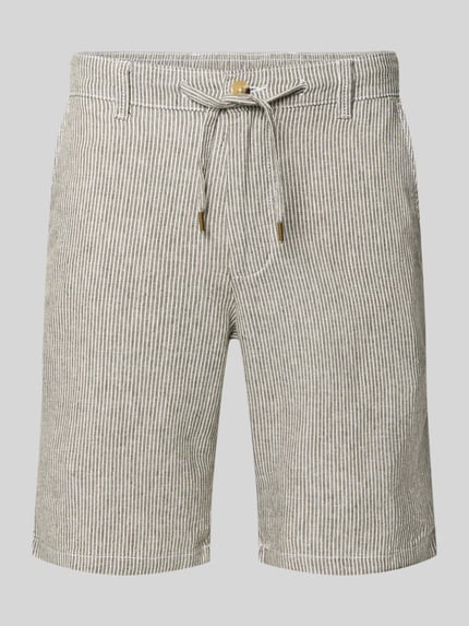 Productfoto, lichtbeige-grijs gestreepte shorts met tunnelkoord, regular fit, katoenmix, model 'STACE MYKONOS' van Jack & Jones