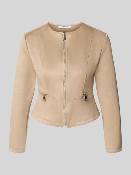 ZABAIONE Kunstlederjacke mit Zierreißverschluss Taupe 2