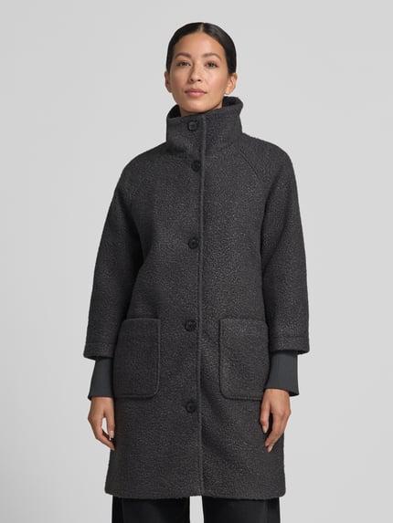 Tom Tailor Regular Fit Teddymantel mit hohem Stehkragen Black 4