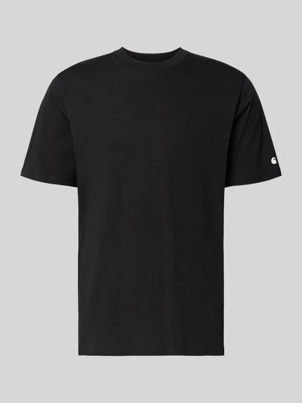 T-Shirt mit geripptem Rundhalsausschnitt Shop The Look MANNEQUINE