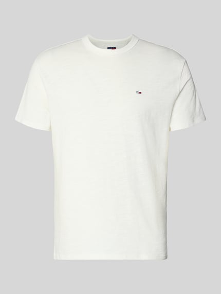 Productfoto, Regular Fit T-shirt uit puur katoen van Tommy Jeans, look: effen, logodetail, ronde hals, korte mouw, jerseytextuur