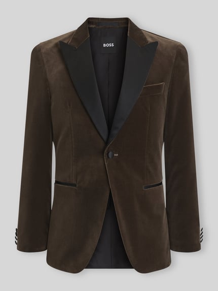 BOSS Slim Fit Sakko aus Seiden-Mix Modell 'Hutson' Beige 2