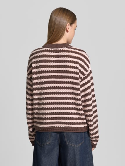YAS Strickpullover im Allover-Look Modell 'PORTA' Dunkelbraun 5