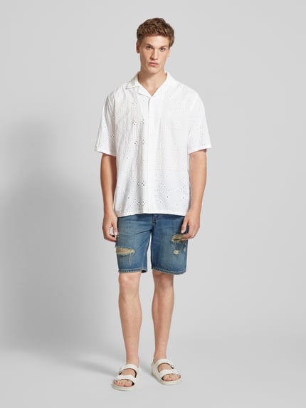 ONLY & SONS Freizeithemd mit Lochmuster Modell 'ARON' Weiss 1