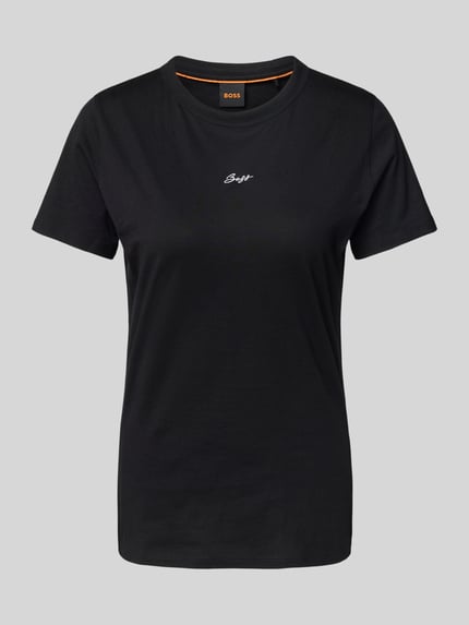 BOSS Orange T-shirt z wyhaftowanym logo model ‘Elogo’ Czarny 2