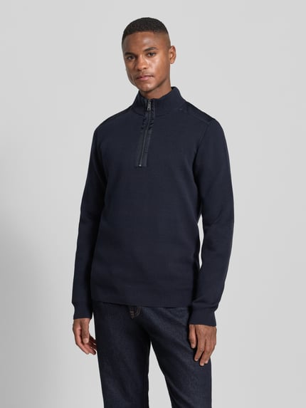 Christian Berg Men Bluza o kroju regular fit z kołnierzem i elastycznymi wykończeniami Granatowy 4