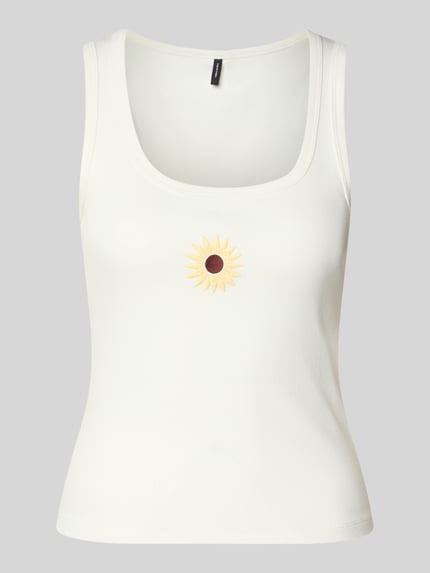 VERO MODA slim fit tank top van katoenmix model 'DISA' Offwhite - 2