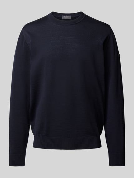 MAERZ Muenchen Regular fit gebreide pullover van zuivere scheerwol Marineblauw - 2