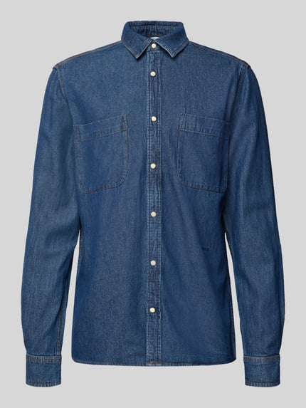 GABBA Koszula jeansowa o kroju regular fit z kieszeniami na piersi model ‘Sven’ Granatowy 2