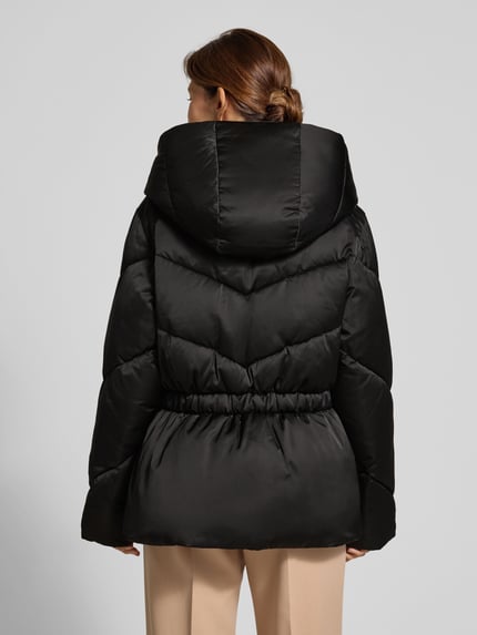 BOSS Regular fit gewatteerde lange jas met viscose, model 'PLYSSA' Zwart - 5