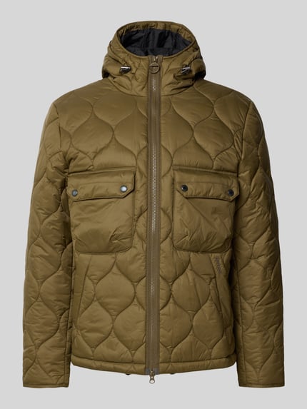 Barbour Regular Fit Steppjacke mit Kapuze mit Tunnelzug Oliv 2